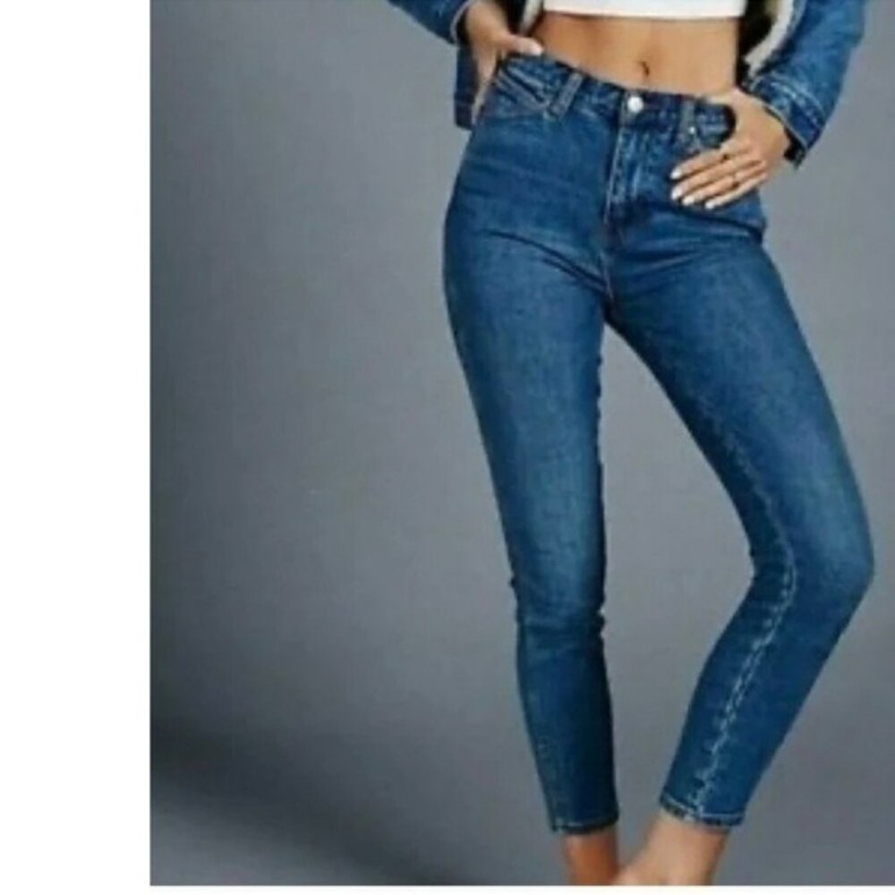 Free People Womens Mid-Rise Blue Denim Jeans W29 Cotton/Polyester Blend